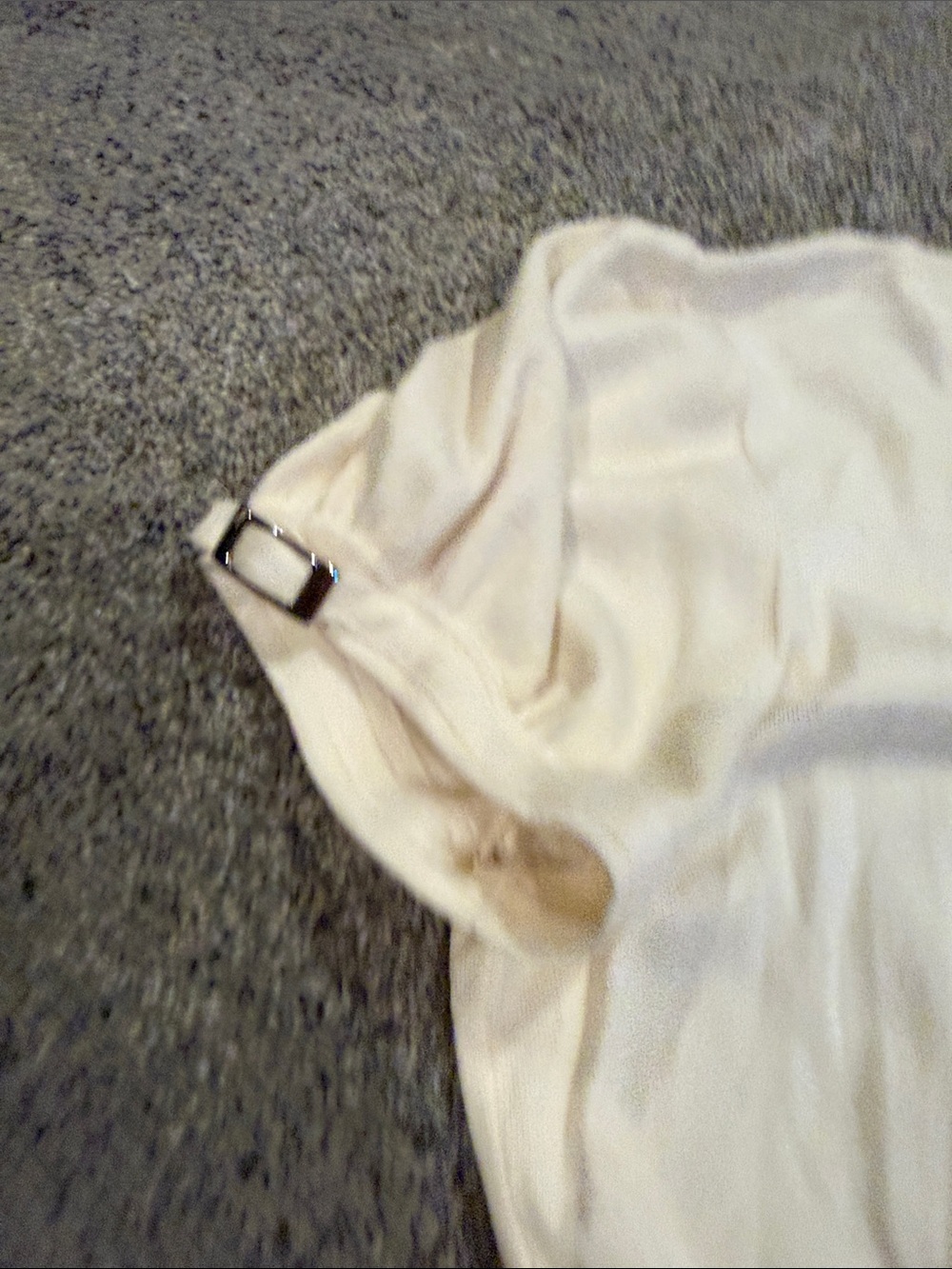 Express Cream Short-Sleeve Turtleneck Sweater with Buckle Detail - Picture 2 of 4
